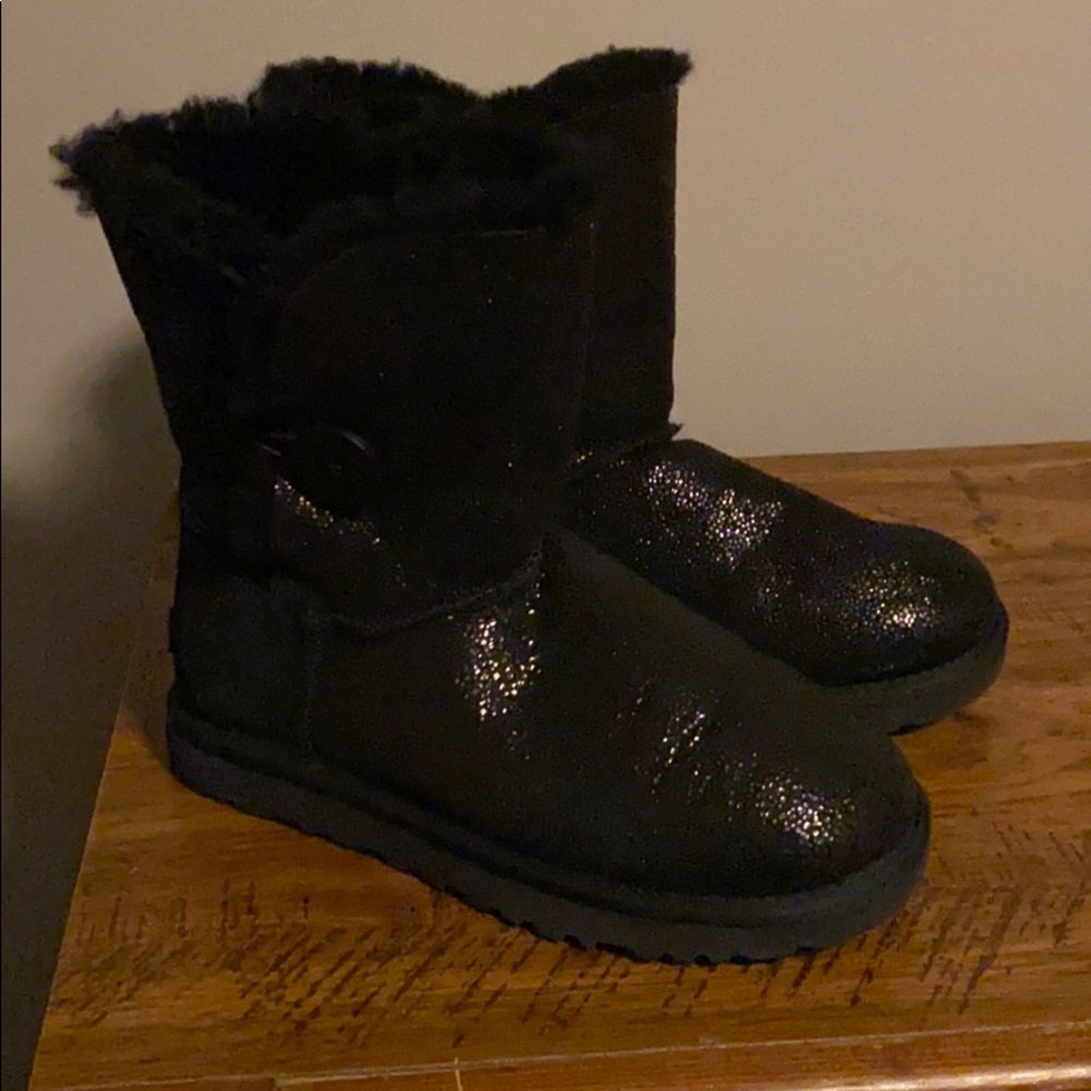 Ugg boots black sparkly with buttons